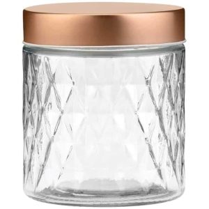 Amici Home Desmond Glass Container Storage Jar  |  Kitchen Canisters Kitchen Canisters Brown, Gold