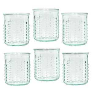 Amici Home Italian Recycled Green Urchin Glasses Set of 6 – 12 oz  |  Drinking Glasses Dinnerware Clear, Green