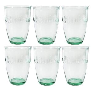 Amici Home Italian Recycled Milk Glass Set of 6  |  Drinking Glasses Dinnerware Clear