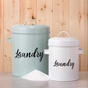 Amici Home Launderette Metal Canister Laundry Detergent Storage Tin  |  Kitchen Canisters Kitchen Canisters Black, Green, White