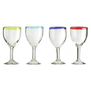 Amici Home Set of 4 Baja Goblets – 12 oz  |  Wine Glasses Dinnerware Multi