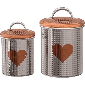 Amici Pet Rosie Treats Canisters 2 Size Set – 38 and 104 oz  |  Kitchen Canisters Kitchen Canisters Brown, Silver