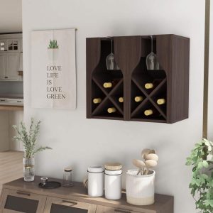 Aniya Rustic 8-bottle Wall-Mounted Wine Rack by   |  Wine Racks Kitchen Storage Brown