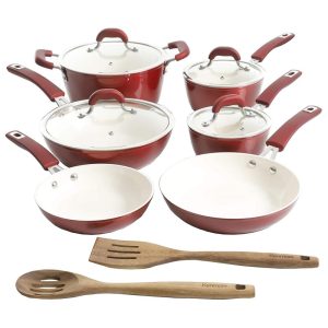 Arlington Aluminum Ceramic Coated Nonstick Cookware Set in Red  |  Cookware Sets Cookware Sets Cookware Sets