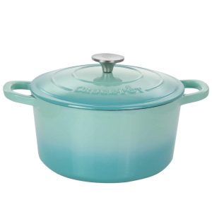 Artisan 2 Piece 5 Quarts Enameled Cast Iron Dutch Oven in Aqua Blue  |  Cookware Sets Cookware Sets Blue