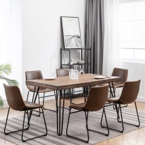 Aryven Industrial 7-Piece Dining Set  |  Kitchen and Dining Sets Kitchen & Dining Sets Brown, Grey, White