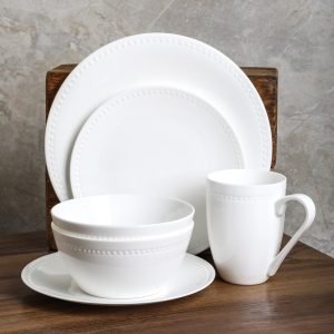 Ava Bone China Round Pinpoint Texture Round Dinnerware Set  |  Dinnerware Sets Dinnerware Dinnerware Sets