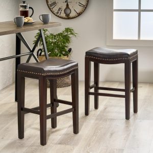 Avondale Contemporary Studded Counter Stool (Set of 2) by   |  Counter and Bar Stools Counter & Bar Stools Brown