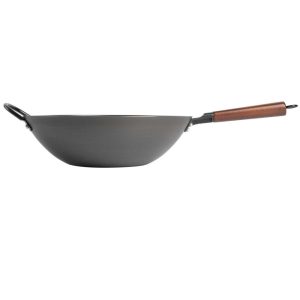 Babish 14-Inch Carbon Steel Flat Bottom Wok  |  Pots and Pans Pots & Pans Black