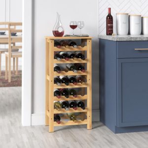 Bamboo 28-Bottle Wine Rack  |  Wine Racks Kitchen Storage Brown