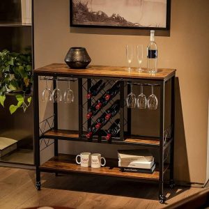 Bar Cart with Wine Rack  |  Home Bars Home Bars Brown