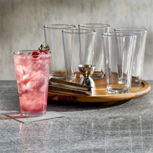 Bar Essentials Tumbler Glasses, 16-ounce, Set of 6  |  Drinking Glasses Dinnerware Clear