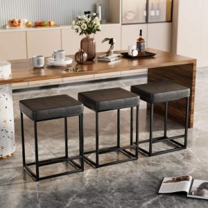 Bar Stools & Counter Stools, Leather Cushion, Set of Two  |  Counter and Bar Stools Counter & Bar Stools Black, Brown, Grey, Multi