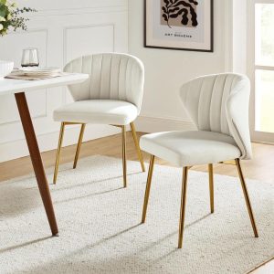 Barbara Contemporary Upholstered Side Chair with Metal Legs Set of 2 by   |  Kitchen and Dining Chairs Kitchen & Dining Chairs Beige, Black, Blue, Green, Ivory, Orange, Pink, Purple, Red, Yellow