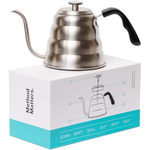 Barista Warrior Gooseneck Kettle for Pour Over Coffee and Tea with Thermometer  |  Tea Kettle Coffee & Tea Black, Copper, Stainless Steel