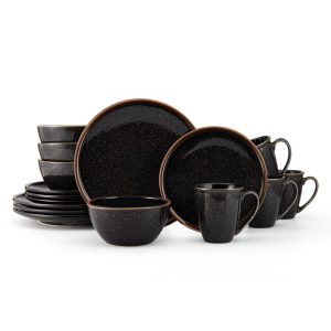 Barrett Black 16PC Dinnerware Set, Service for 4 – 1  |  Dinnerware Sets Dinnerware Black