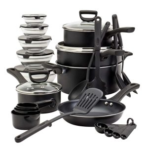 Basic Essentials 32pc Aluminum Cookware Starter set  |  Cookware Sets Cookware Sets Black