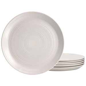 Bee and Willow Home Milbrook 4 Piece 10 Inch Round Stoneware Dinner Plate Set in White  |  Plates Dinnerware Plates