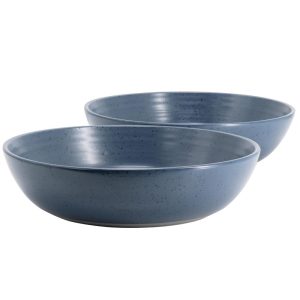 Bee and Willow Milbrook 2 Piece 10 Inch Round Stoneware Serving Bowl Set in Speckled Blue  |  Bowls Bowls Blue