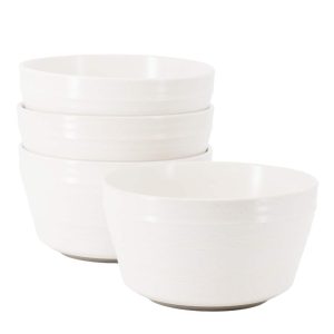 Bee and Willow Milbrook 4 Piece 6 Inch Stoneware Bowl Set in White Speckle  |  Bowls Bowls Bowls