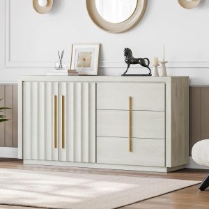 BELLEZE Sideboard Buffet Cabinet with Storage (Libra) – White Sand  |  Buffets and Sideboards Buffets & Sideboards Buffets & Sideboards