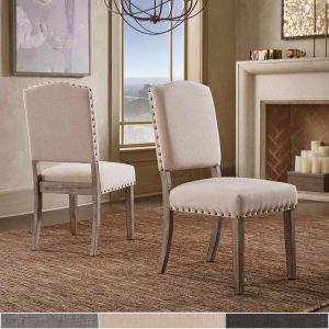 Benchwright Grey Oak Linen-Look Chairs (Set of 2) by  Artisan  |  Kitchen and Dining Chairs Kitchen & Dining Chairs Beige, Grey