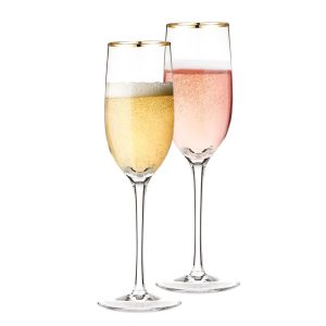 Berkware Crystal Champagne Flutes with Gold Rim  |  Wine Glasses Dinnerware Clear