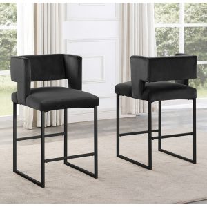 Best Master Furniture Mitzi Velvet Counter Height Stool (Set of 2)  |  Counter and Bar Stools Counter & Bar Stools Black, Blue, Cream, Grey