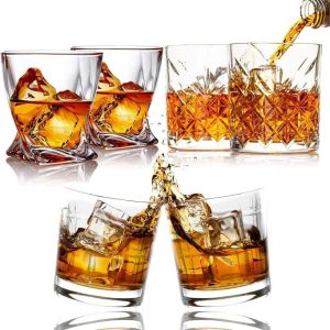 Bezrat Multi Style Whiskey Glasses Set of 6  |  Wine Glasses Dinnerware Clear