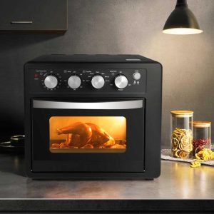 Black Matte Stainless Toaster Oven Air Fryer Combo with 6 Accessories  |  Toaster Ovens Kitchen Appliances Black