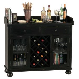 Black Solid Wood Distressed Liquor Sideboard Cabinet by   |  Home Bars Home Bars Black