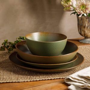 Bloomhouse Palermo Sun 16 Piece Double Bowl Stoneware Reactive Glaze Plates and Bowls Dinnerware Set  |  Dinnerware Sets Dinnerware Blue, Green, Red, Yellow