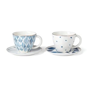 Blue Bay 4-Piece Teacup & Saucer Set White  |  Cups Cups Cups