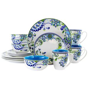 Blue Crush 16 Piece Round Porcelain Dinnerware Set  |  Dinnerware Sets Dinnerware Blue