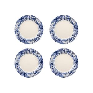 Blue Italian Brocato Dinner Plates Set of 4 – 10.5 inch  |  Plates Dinnerware Blue, White