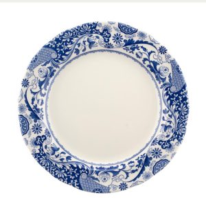 Blue Italian Brocato Plate  |  Plates Dinnerware Blue, White