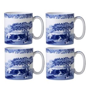 Blue Italian Mugs Set of 4  |  Mugs Dinnerware Blue, White