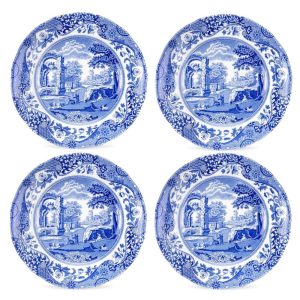 Blue Italian Plates Set of 4  |  Plates Dinnerware Blue, White