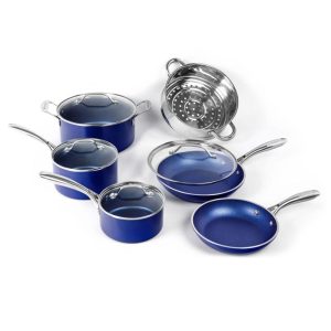 Blue Non Stick Scratch Resistant 10pc Cookware Set  |  Cookware Sets Cookware Sets Blue