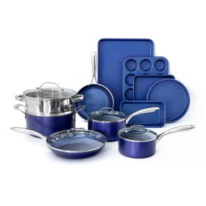 Blue Nonstick 15 Piece Cookware and Bakeware Set  |  Cookware Sets Cookware Sets Blue