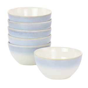 Blue Rim 6″ 6 Piece Stoneware Cereal Bowl Set  |  Bowls Bowls Blue