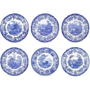 Blue Room Plate Set of 6  |  Plates Dinnerware Blue, White