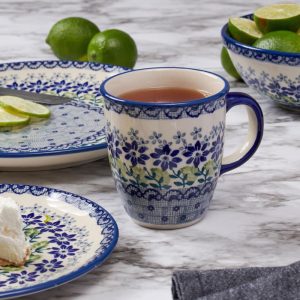 Blue Rose Polish Pottery Manufaktura Coffee Mug  |  Mugs Dinnerware Blue, Green, Grey, Red, White, Yellow