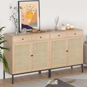 Boho Natural Rattan 31.5″ Wide Sideboard (Set of 2)  |  Buffets and Sideboards Buffets & Sideboards Buffets & Sideboards