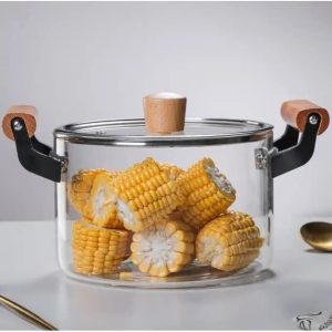 Borosilicate Glass Stock Pot w/ Glass Lid  |  Pots and Pans Pots & Pans Clear