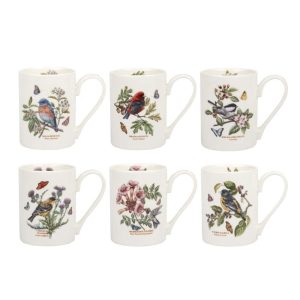 Botanic Garden Birds Coffee Mug Set of 6  |  Mugs Dinnerware Mugs