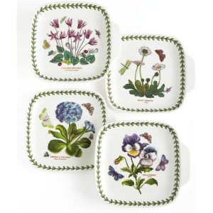 Botanic Garden Canape Dishes Set of 4  |  Plates Dinnerware Multi, White