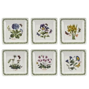 Botanic Garden Square Plate Set of 6 – 7 inch  |  Plates Dinnerware Multi, White