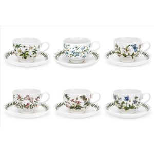 Botanic Garden Teacups and Saucers Set of 6 Assorted Motifs – 7 oz  |  Cups Cups Cups