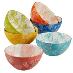 Botanical Set of 6 All Purpose Bowl 4.75″ 6 asst – 4.75″ Diam x 2.25″  |  Bowls Bowls Bowls